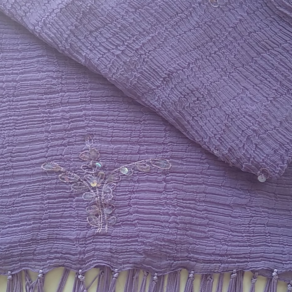 Sheer lavender/💜 purple sarong pareo wrap with fringes